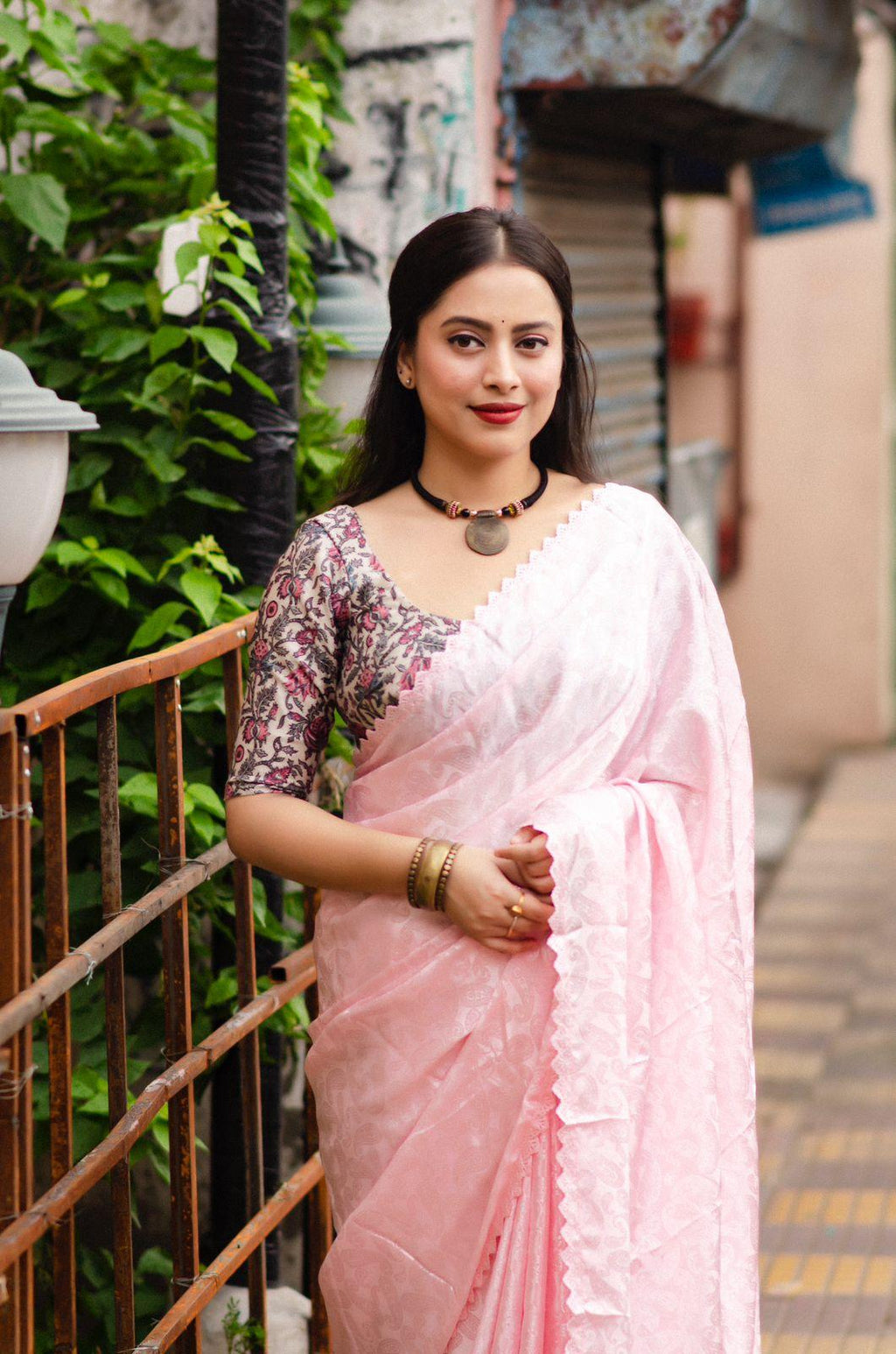 Pink Poly Silk Ethnic Motifs Saree with Unstitched Blouse - Hiral Fashion