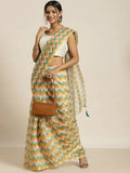Green Organza Printed Saree With Blouse Piece - Nivaa