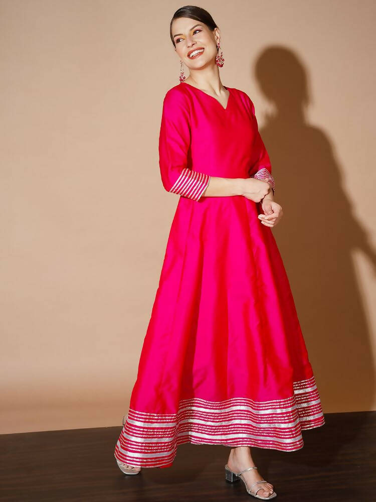Myshka Women Pink Solid Kurta & With Dupatta