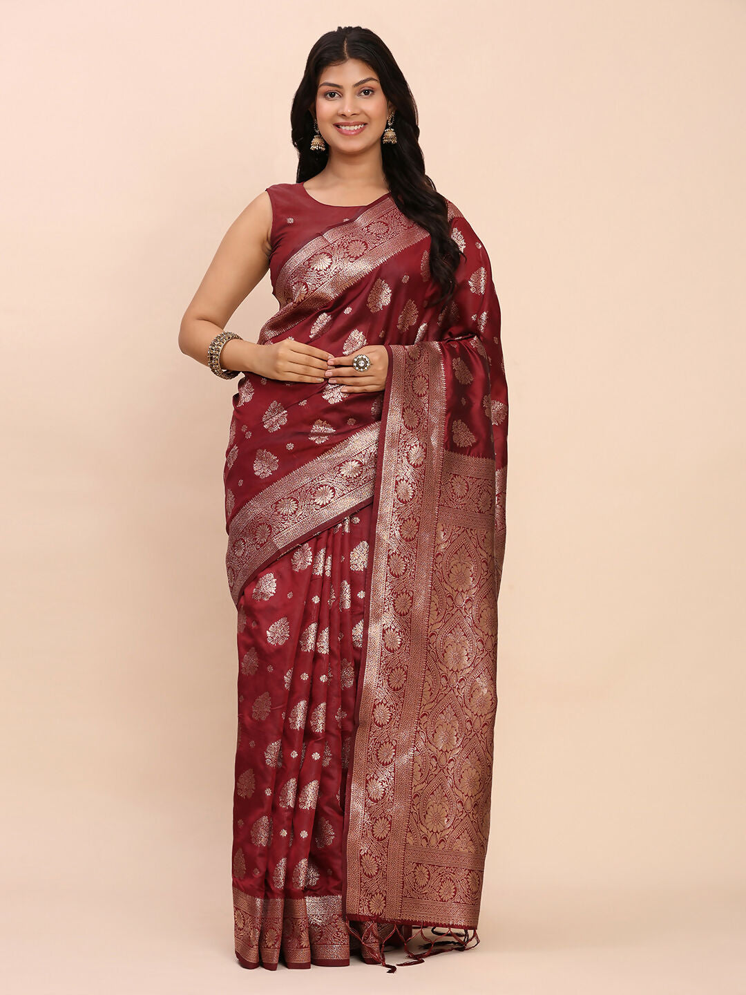 Shree Shyam Fashion Banarasi Silk Maroon Saree