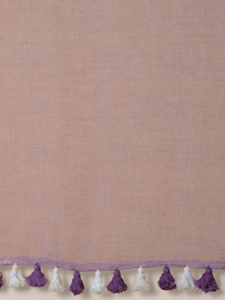 Suta Women Lavender And White Mul Cotton Saree