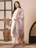 Cream Chanderi Embroidery Work, Printed Kurta Set - Riya