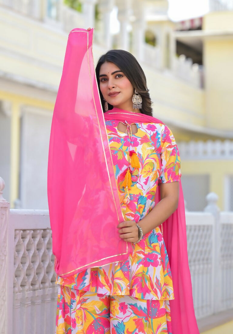 Designer Stylish Multi Ab Cotton Suit With Dupatta - Anbazaar