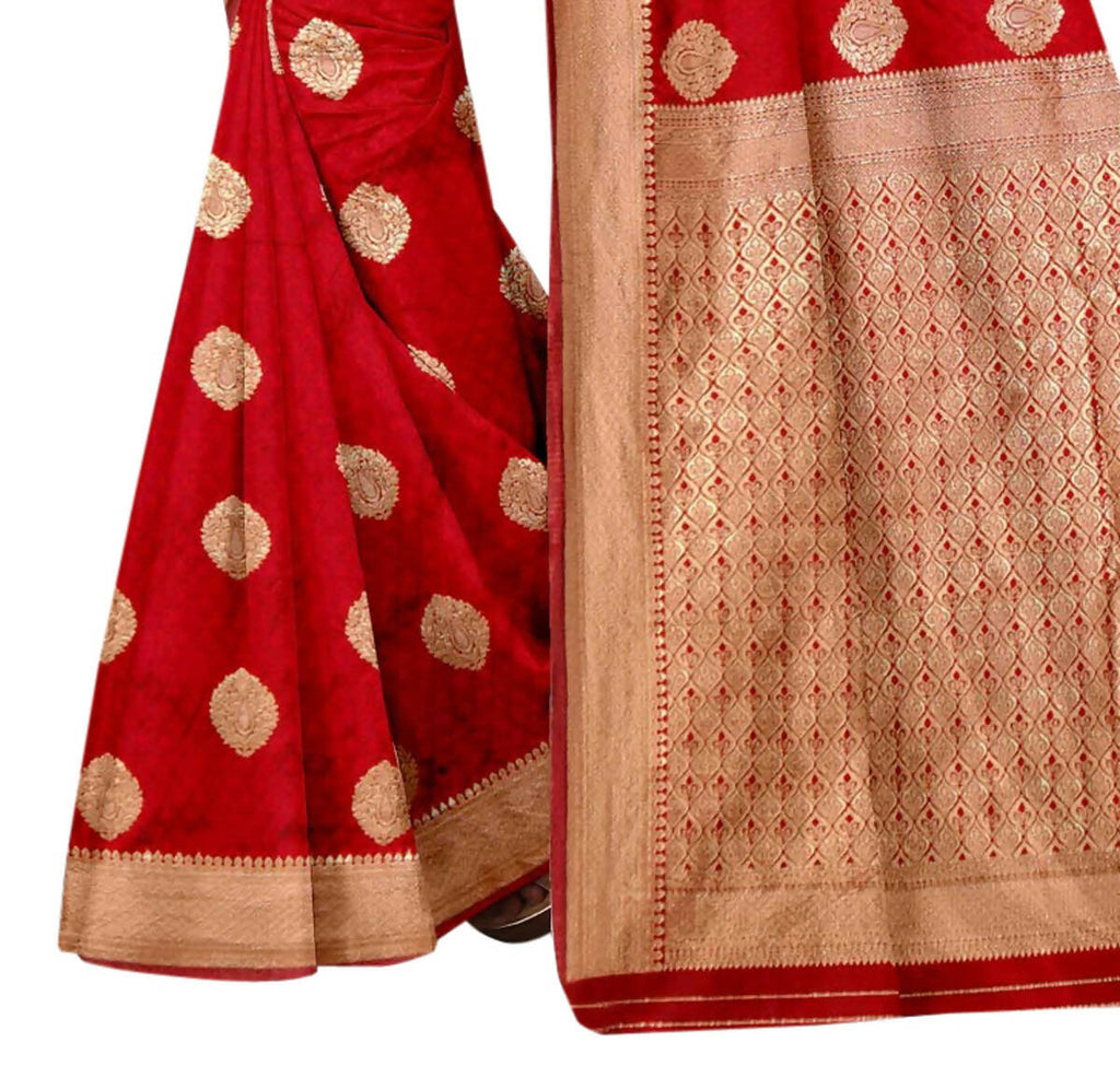 Vamika Weaving Banarasi Jacquard Red Saree