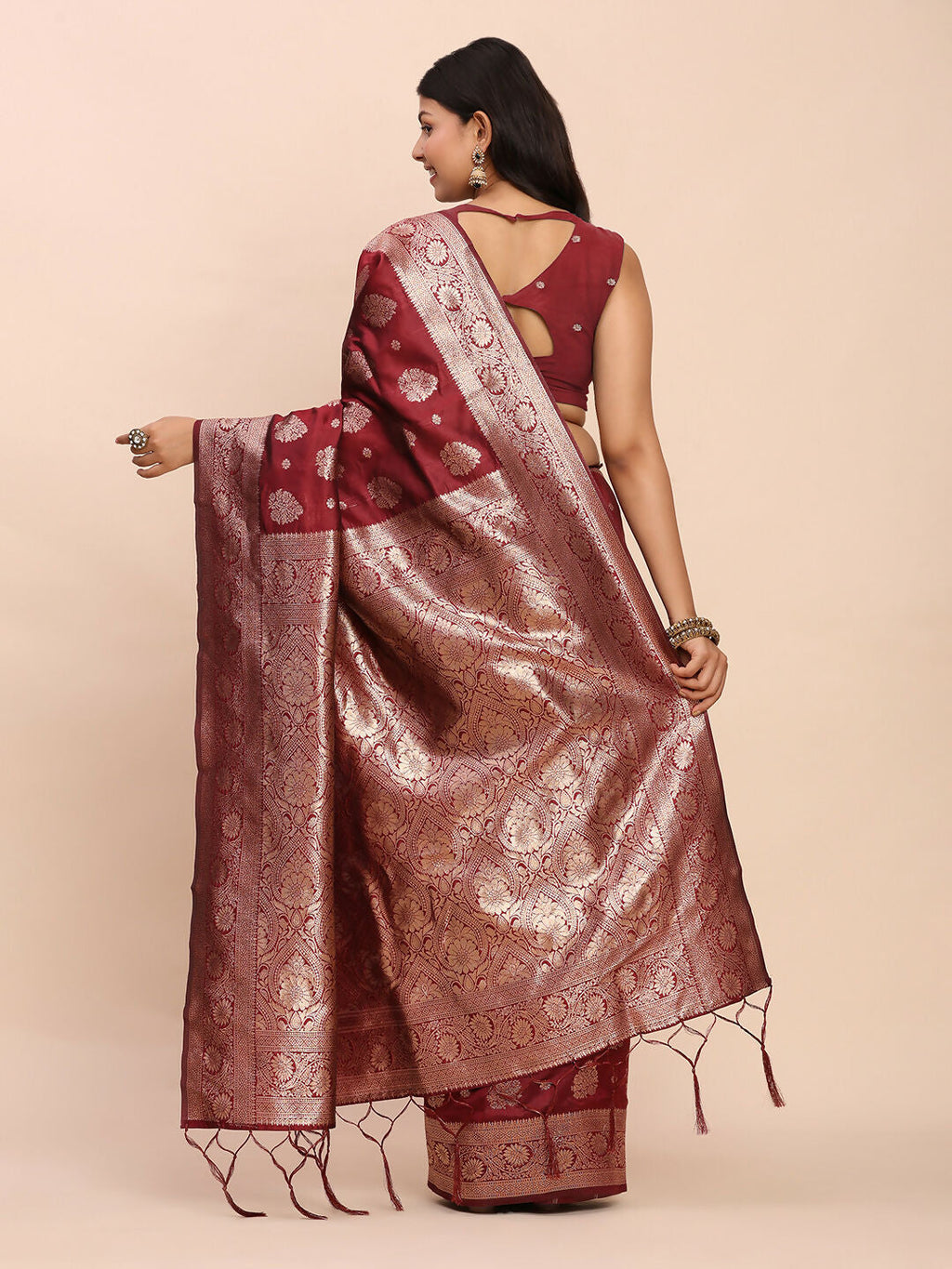 Shree Shyam Fashion Banarasi Silk Maroon Saree
