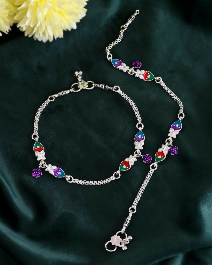 VOJ Set of 2 Mutli Color Meenakari Anklet