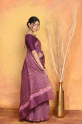 Very Much Indian Chanderi Natural Dye Handblock Printed Saree - Mauve