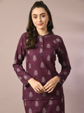 Myshka Women's Violet Embellished Raglan Sleeve Party Top