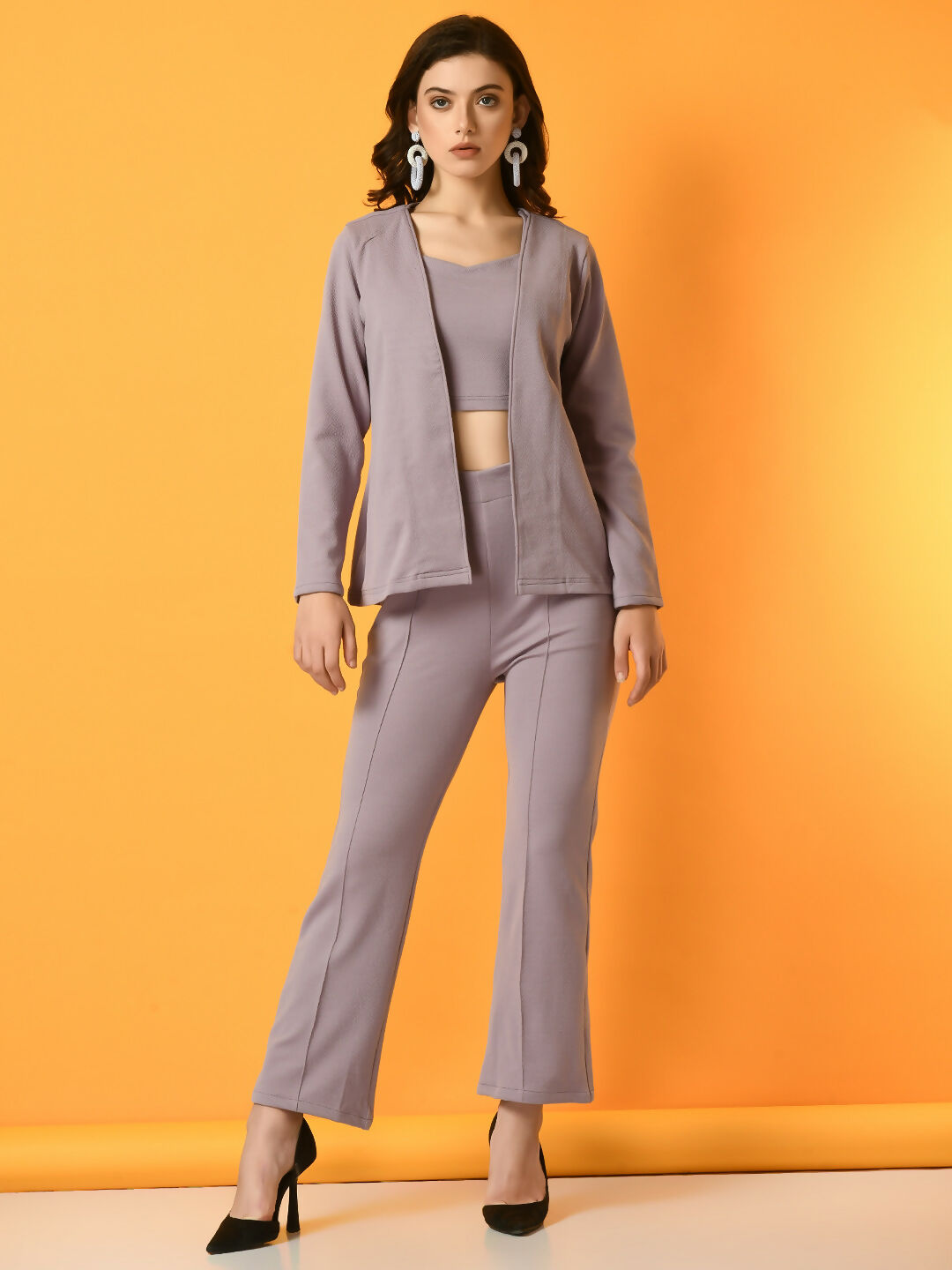 Myshka Women's Lavender Solid Jacket