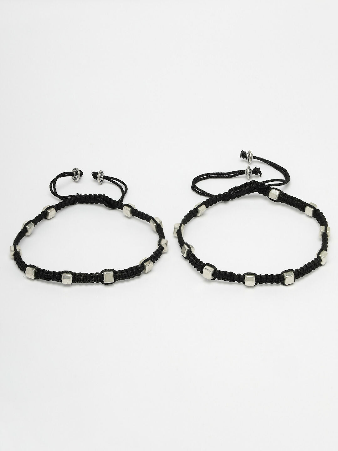 NVR Women's Evil Eye Adjustable Black Anklets