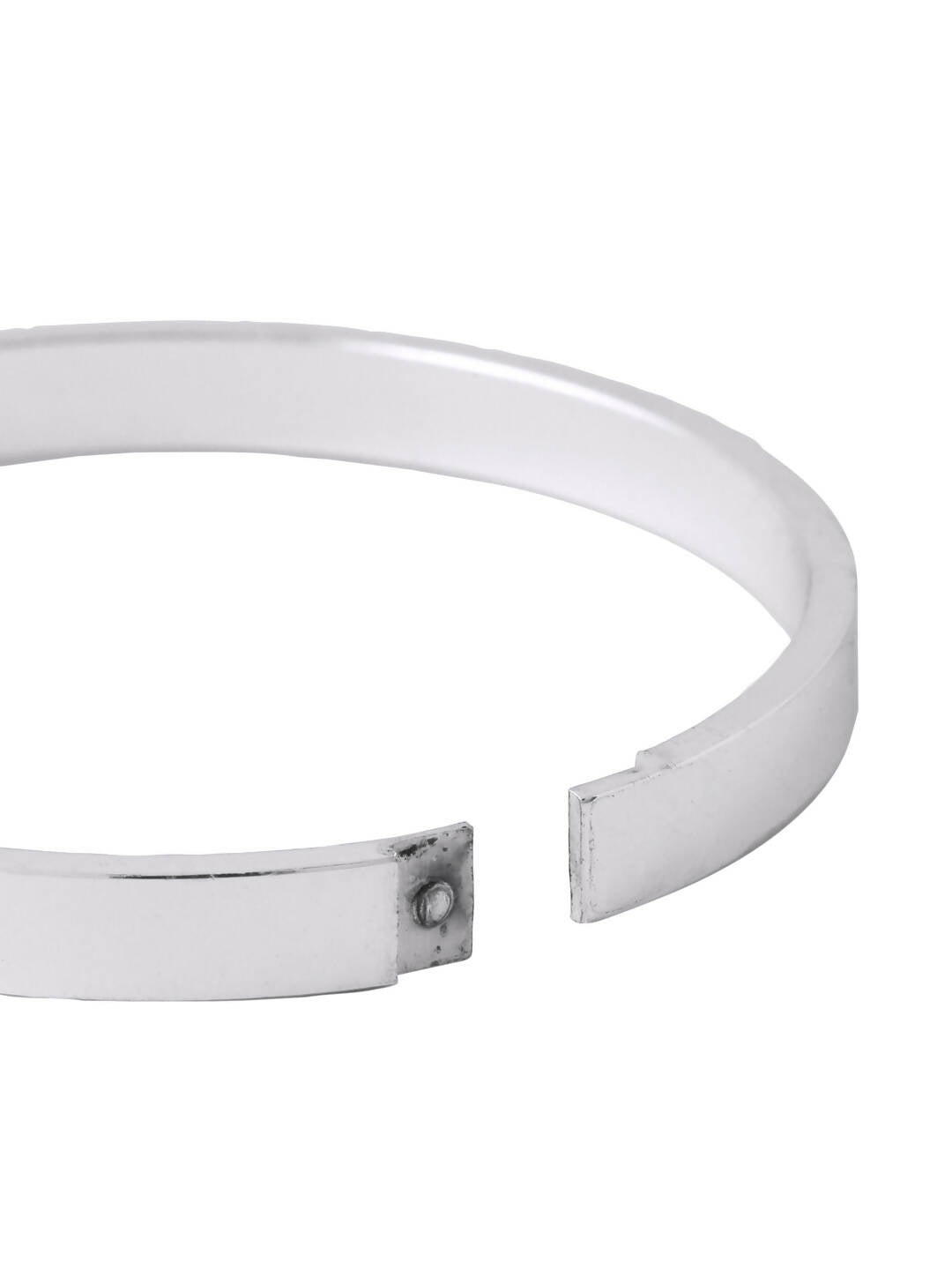 NVR Men's Silver Metal Interlock Kada Bracelet