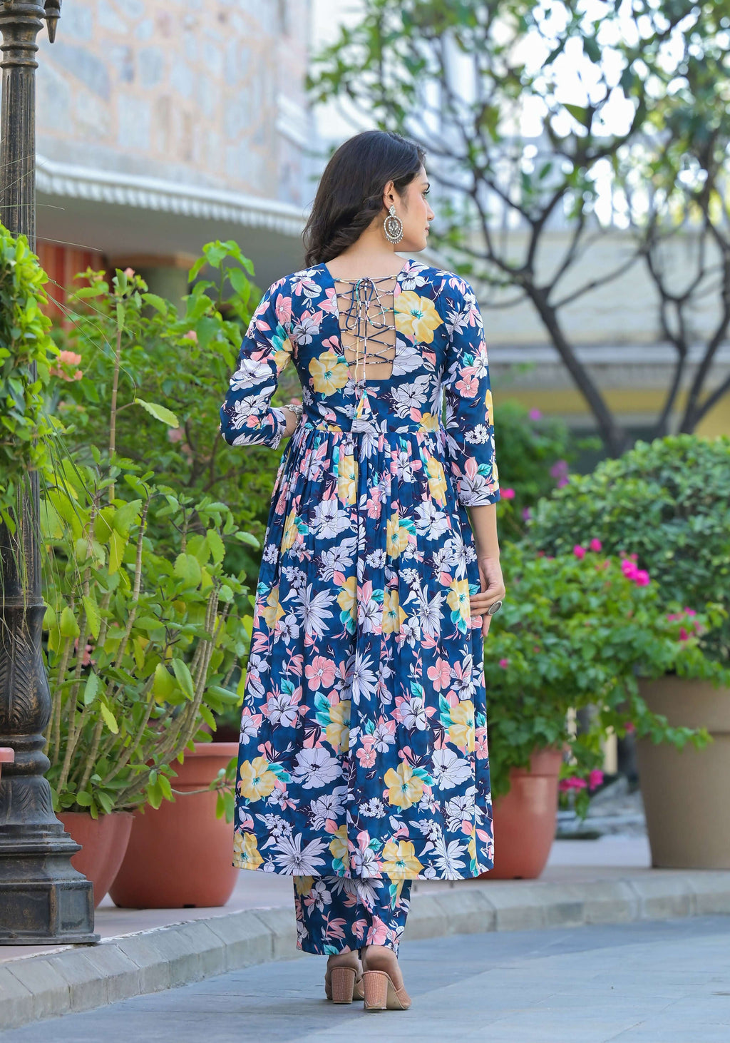 Designer Stylish Blue Ab Cotton Suit With Dupatta - Anbazaar