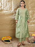 Indo Era Women Floral Embroidered Regular Thread Work Kurta with Trousers