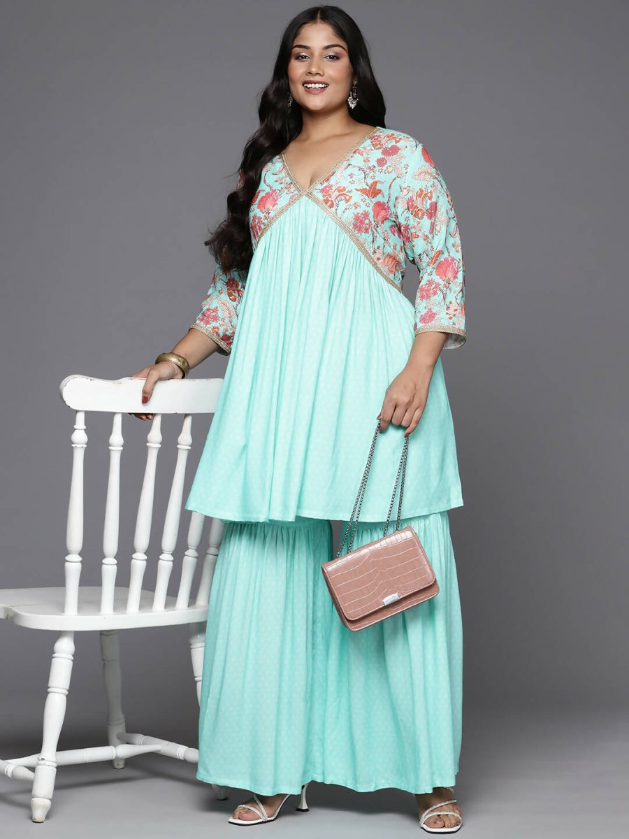 Ahalyaa Women's Traditional Wear Co-ords - Firozi
