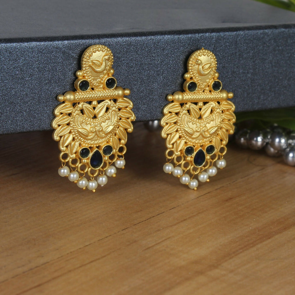Joban Fashion Women Matte Gold Brass Earrings