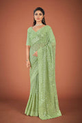 Vamsee Green Georgette Designer Saree