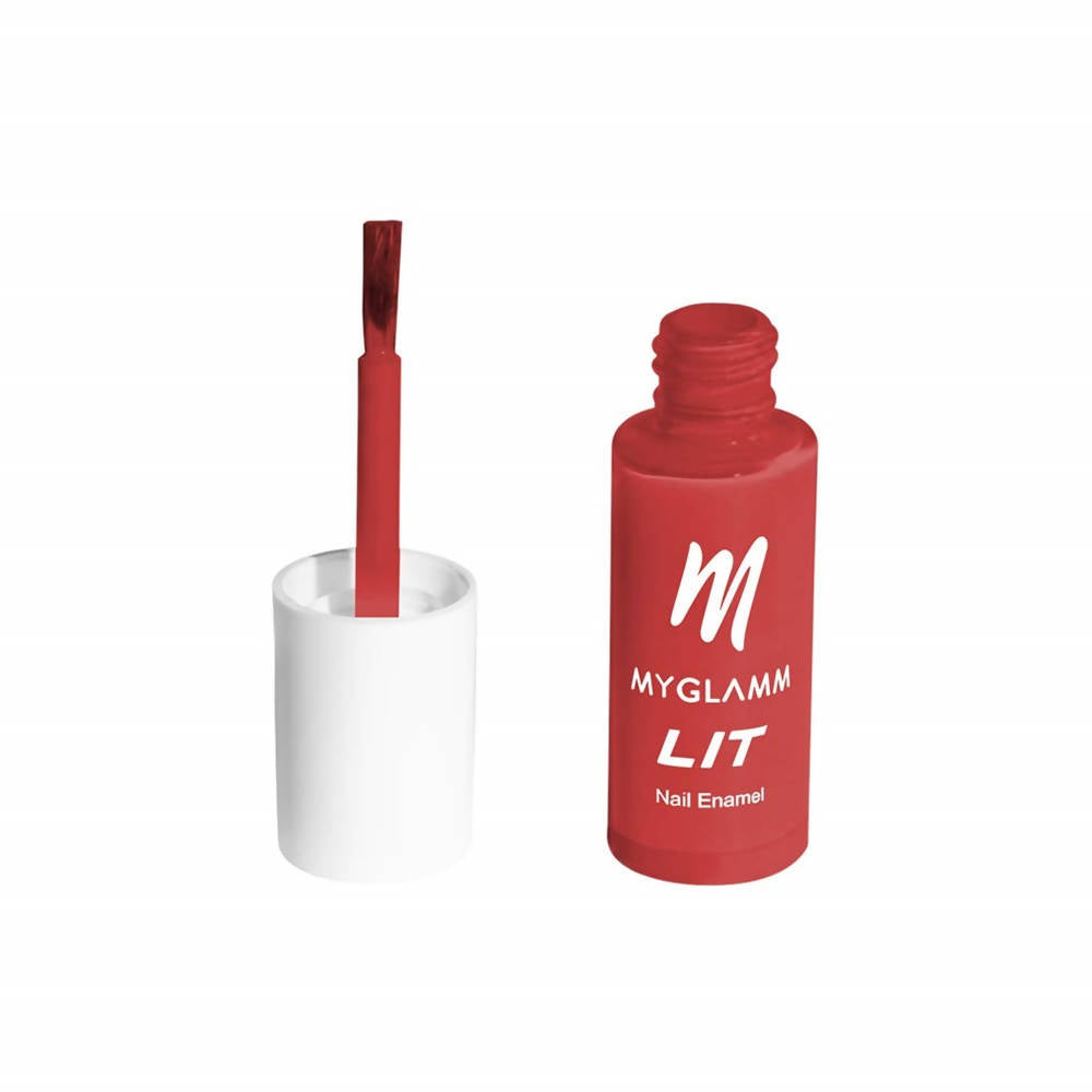 MYGLAMM LIT Nail Enamel - Rad - Crimson Red Shade (7 Ml)