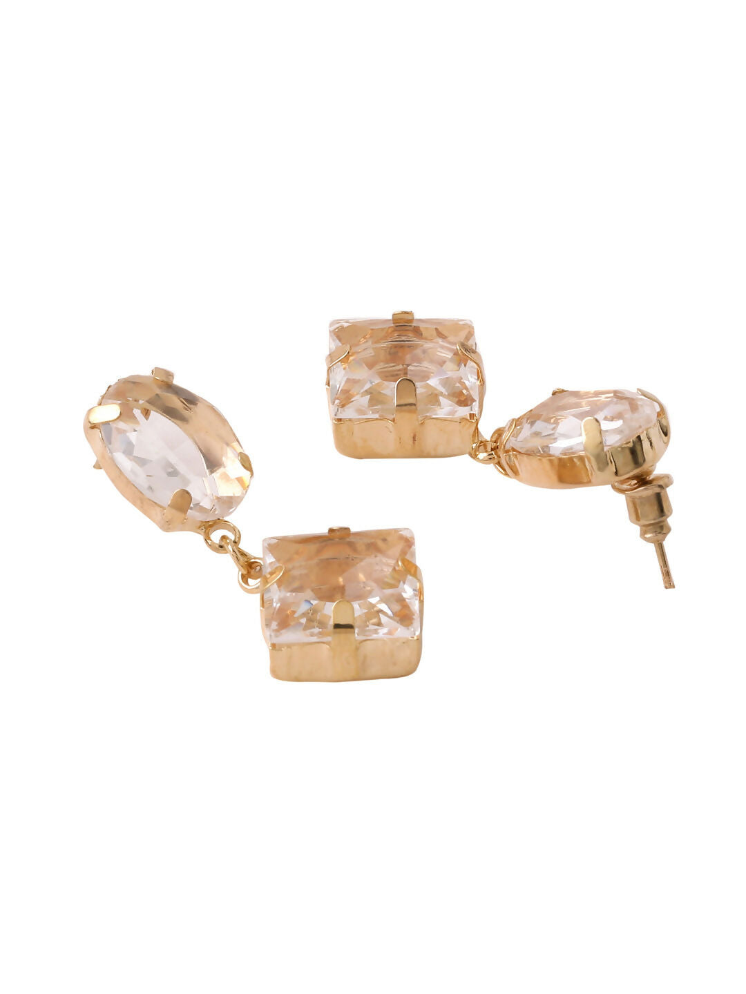 NVR Women Golden Cz Studded Studs Earrings