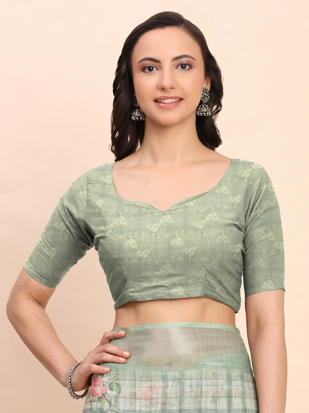 Shree Shyam Fashion Linen Cotton Light Green Saree