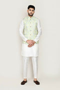 Joban Fashion Green Colored Art Silk Based Full Embroidered Work Men's Jacket