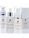 Flawora Set of D-Tan Lotion, Anti Acne Serum, Anti-Grey Hair Serum and Golden Glow Face Serum