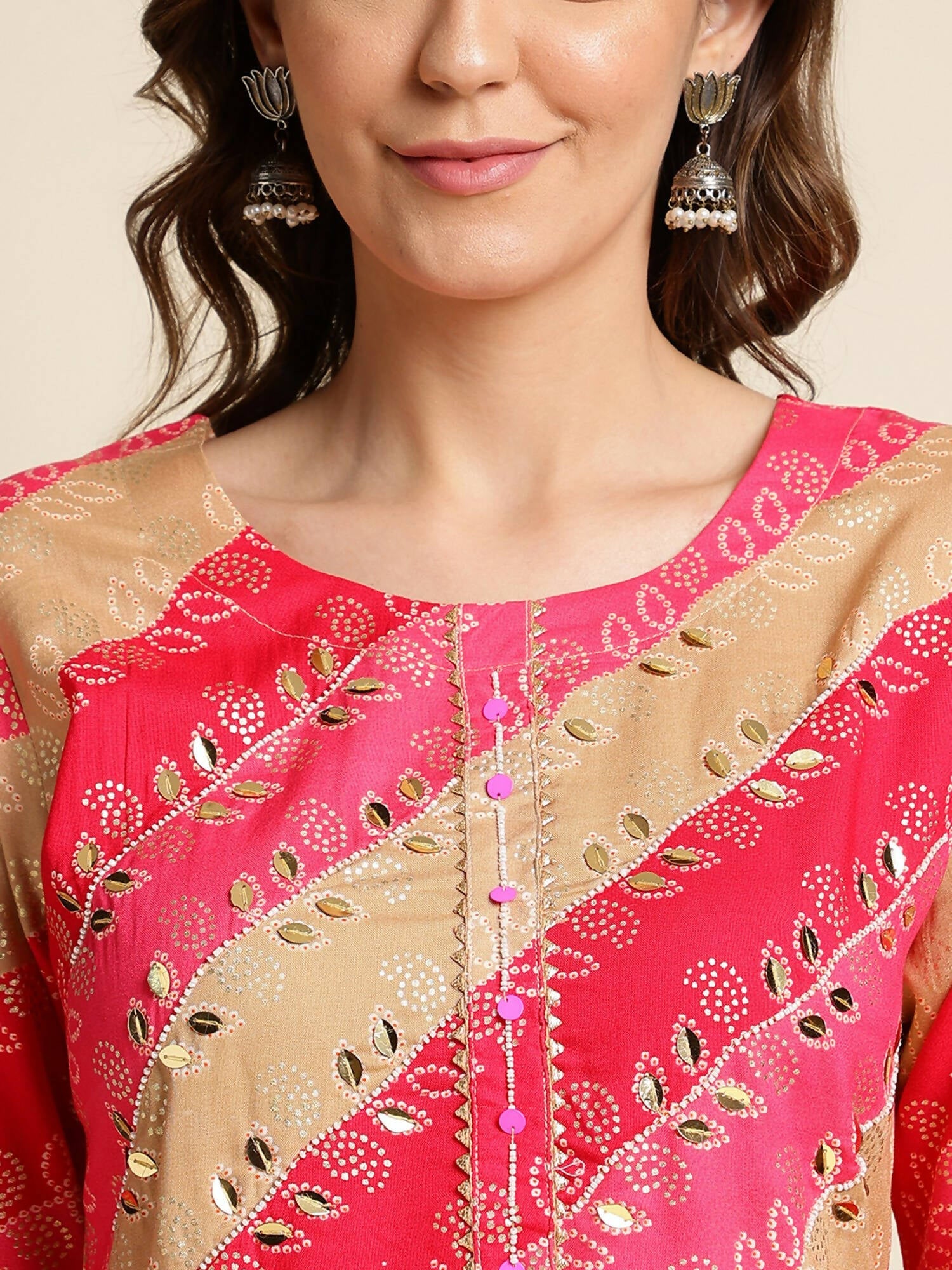 Pink Rayon Floral Printed Straight Fit Kurta - Prasuti
