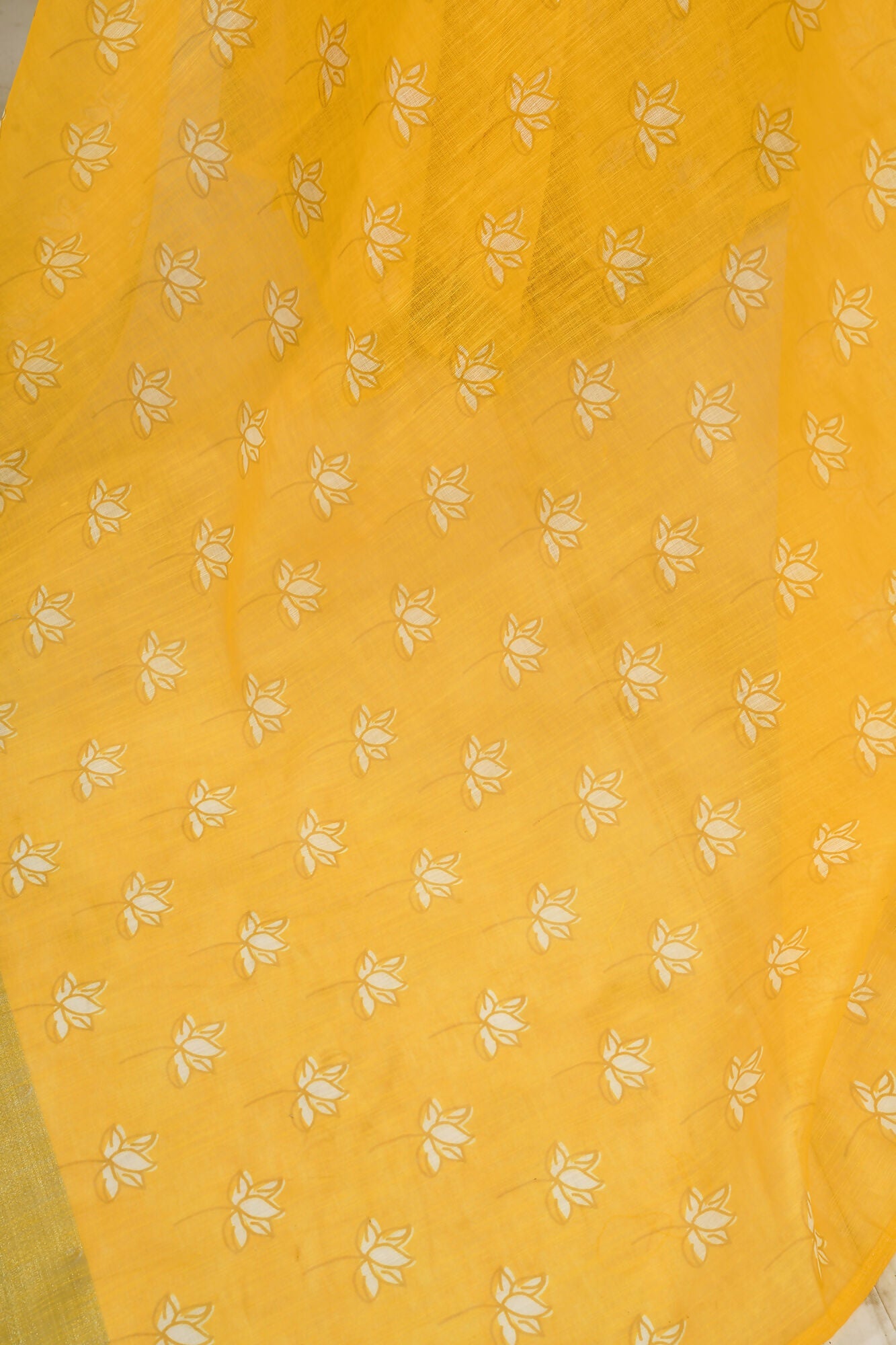Vastranavya Yellow Digital Printed Linen Ready To Wear Designer Saree with Unstitched Blouse