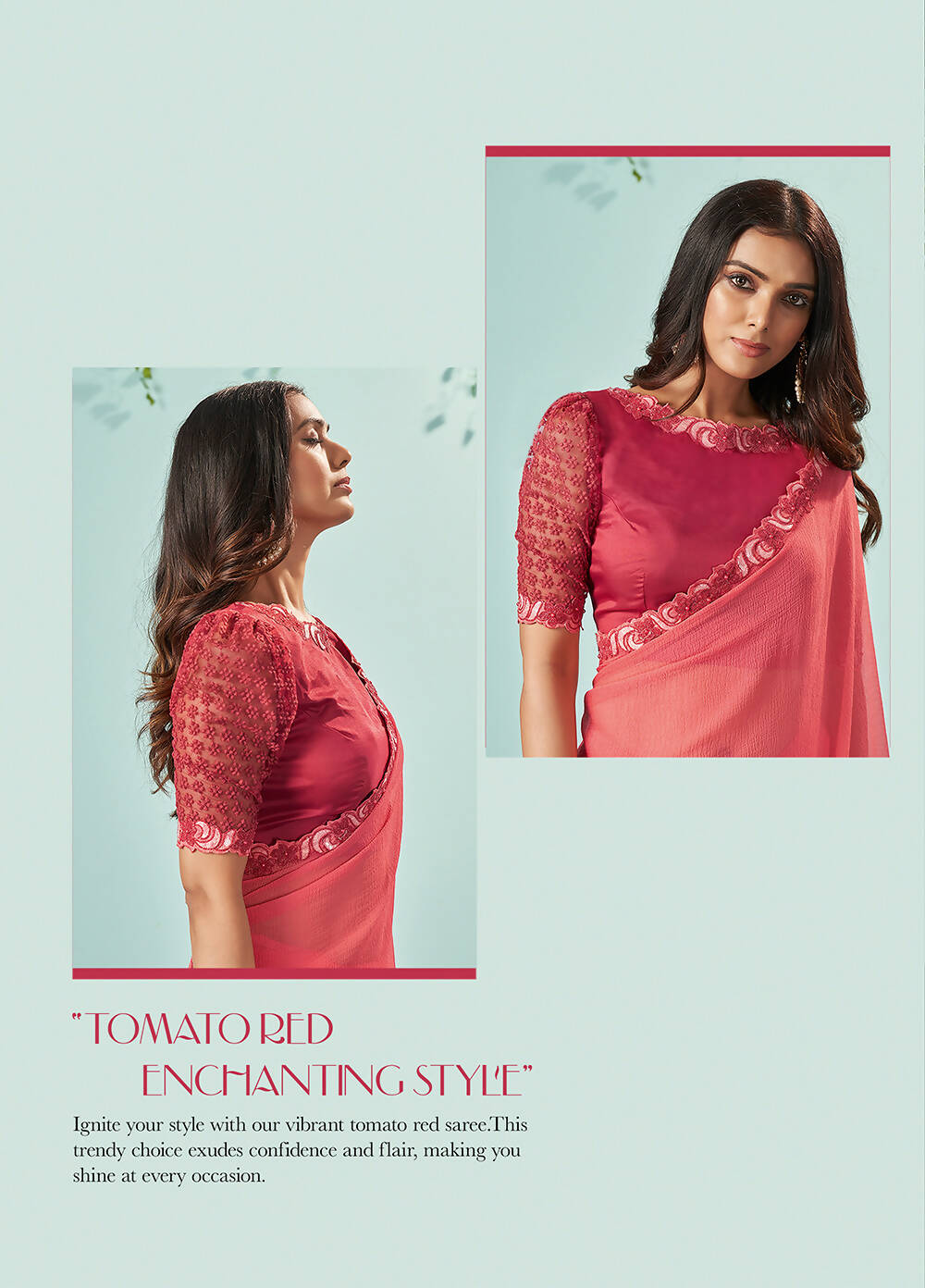 Peach Barbarie Chiffon Solid Saree With Unstitched Blouse Piece - Norita Ikshita