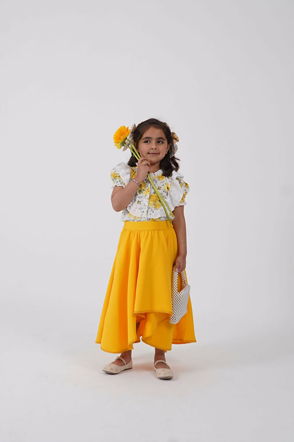 LH Luxury Fashion Ana Puff Sleeve Top & High Low Flared Skirt - Stylish Girls Co-ord Set