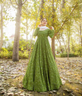 Green Pure Maslin Bandhej Print Work Stitched Suit With Dupatta - Anbazaar