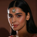 Over Sized Kundan Maang Tikka with Diamond Detailing - Ruby Raang
