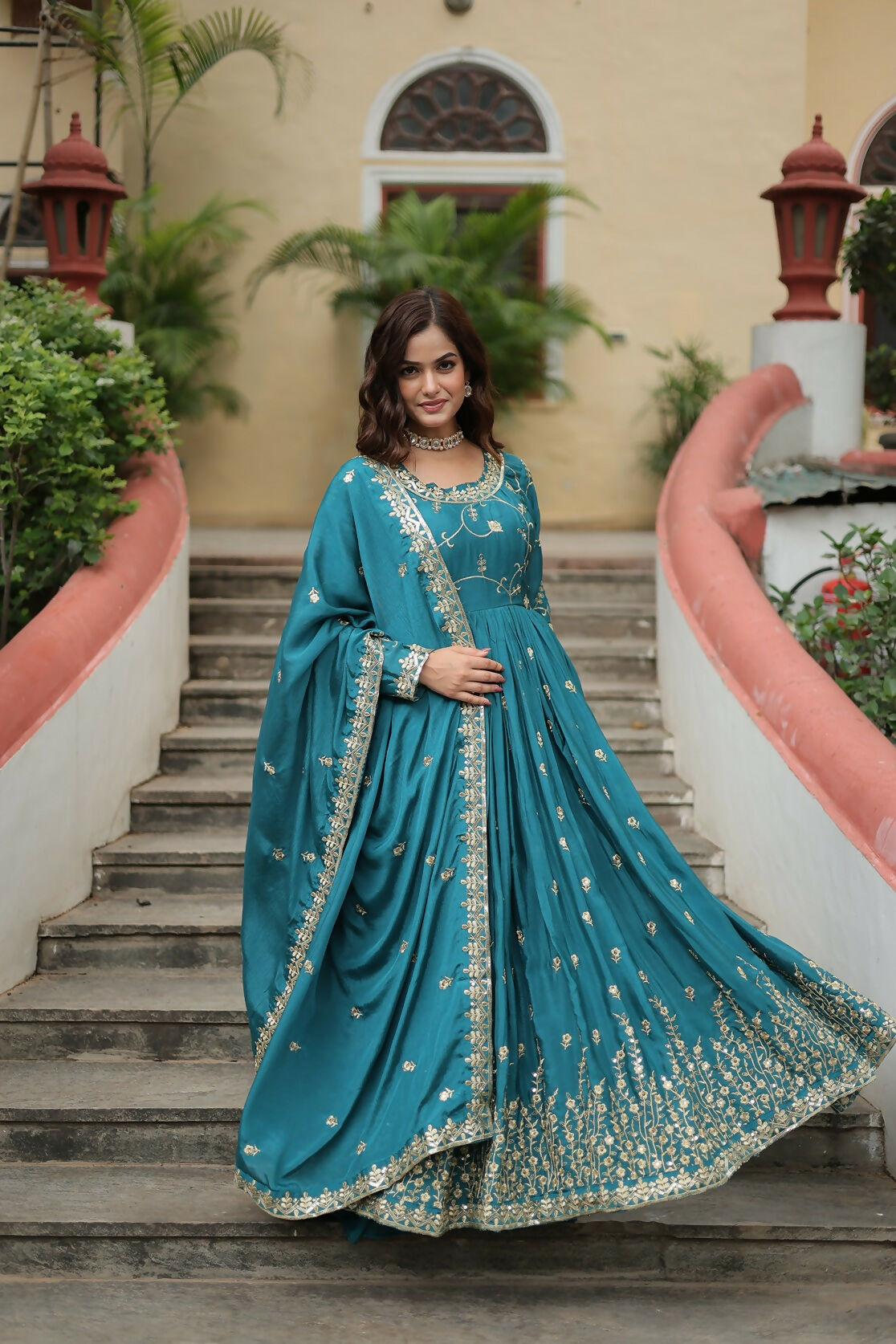 Joban Fashion Blackchinon Sequence Embroidery Work Kurta Set