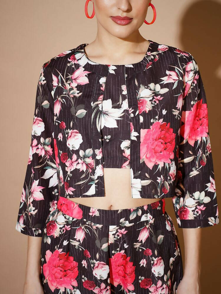 Myshka Women Black Printed Co-Ords