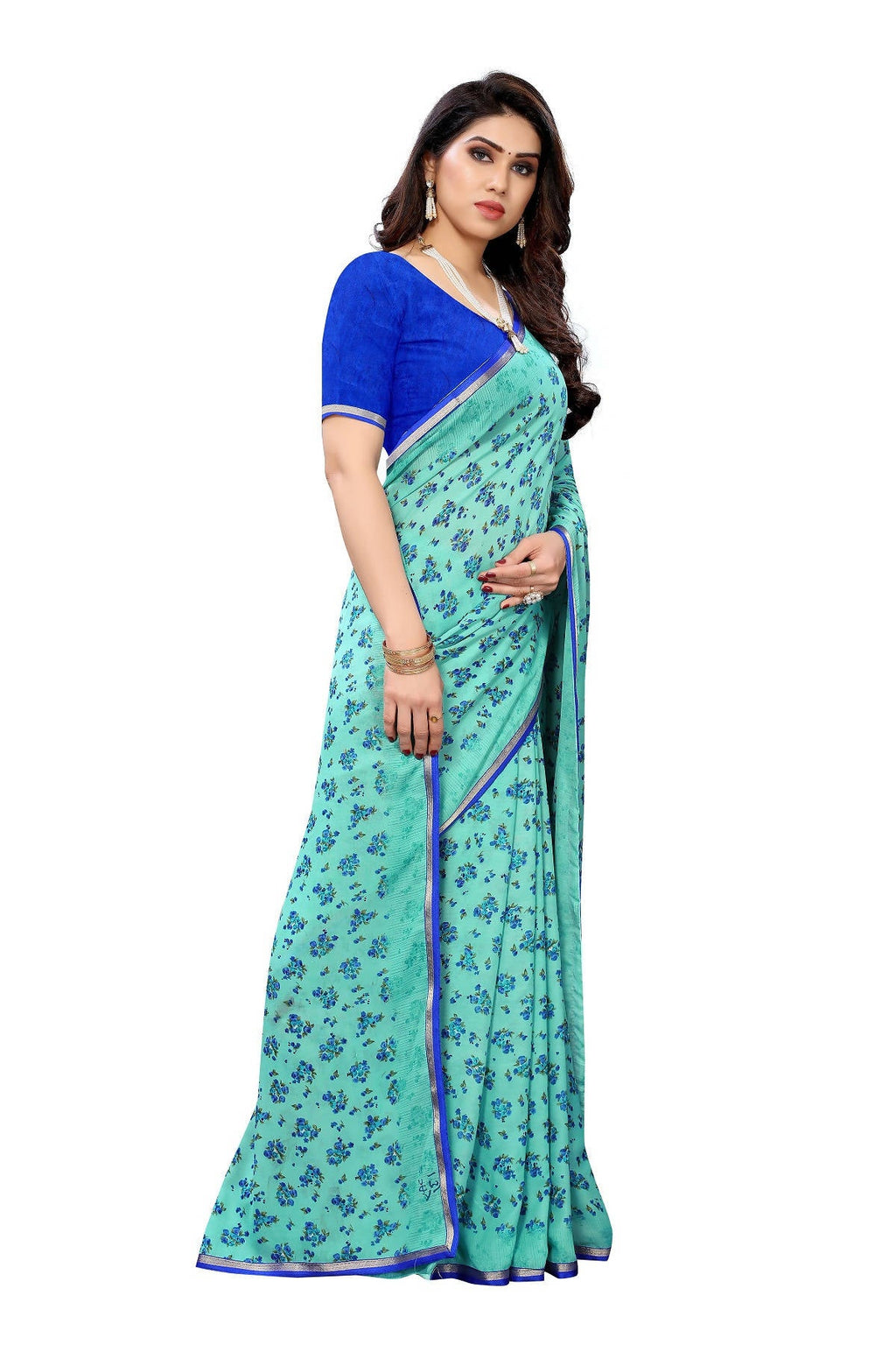 Vamika Ethnic Fire Rama Printed With Lace Saree