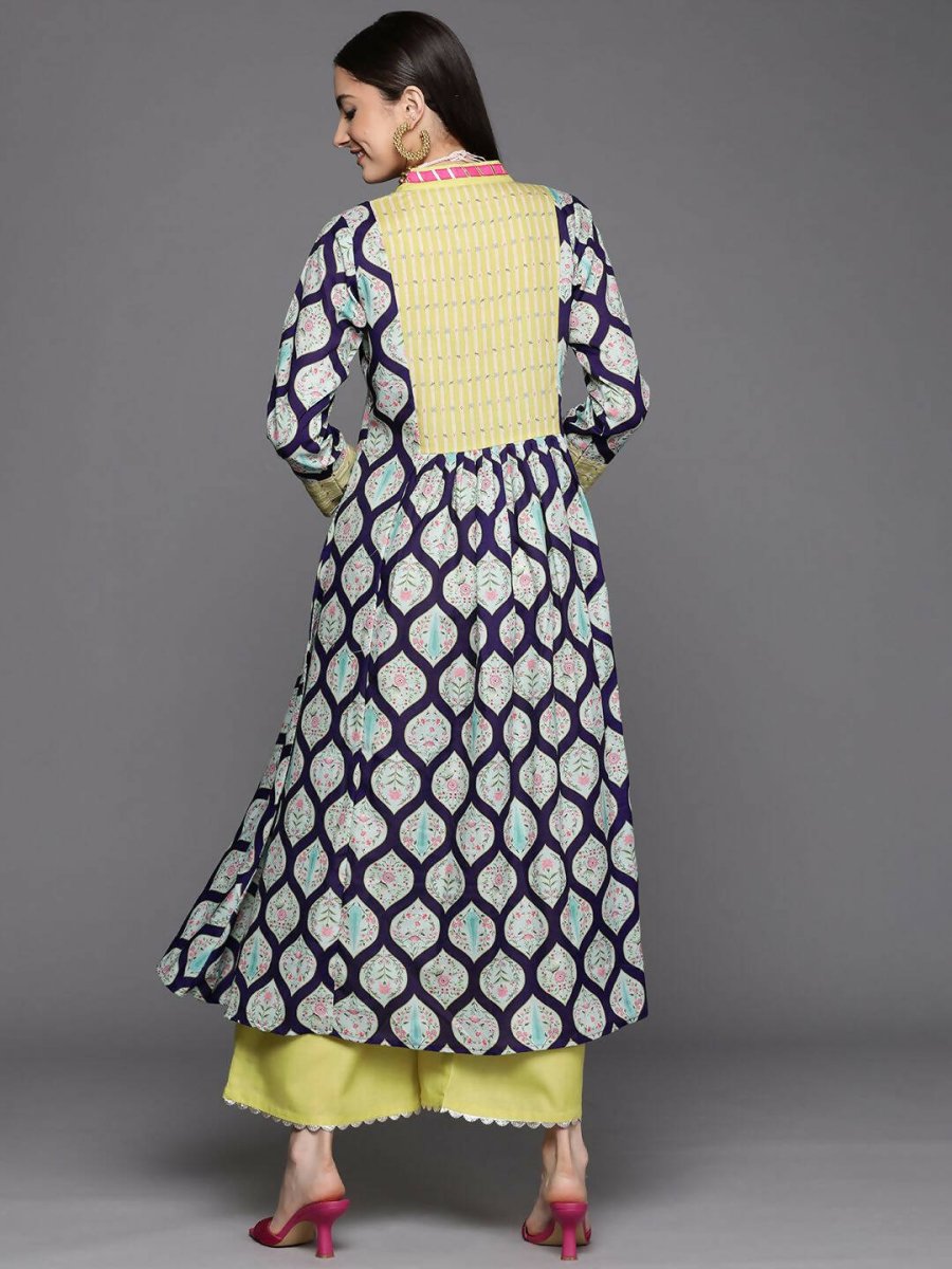 Ahalyaa Womens Yellow Cotton Digital Printed Kurta Palazzo Set