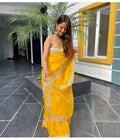 Vamsee Shirovastra Yellow Organza Saree