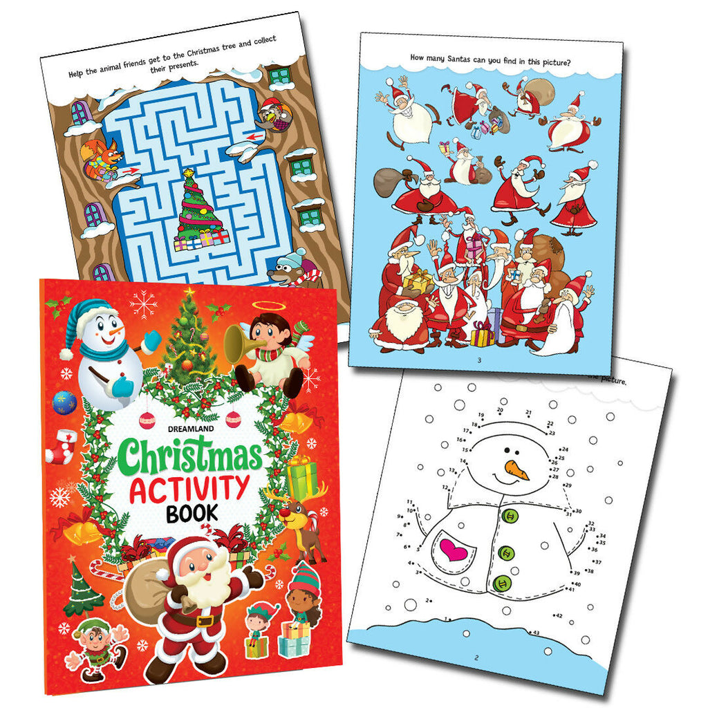 Dreamland Publications Christmas Activity Book for Kids – Fun Puzzles, Coloring, Mazes & More | Ages 4–8