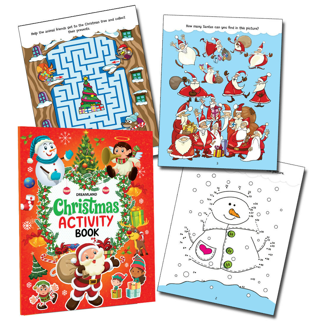 Dreamland Publications Christmas Activity Book for Kids – Fun Puzzles, Coloring, Mazes & More | Ages 4–8