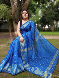 Exclusive Collection Skyblue Beautiful Cotton Silk Saree