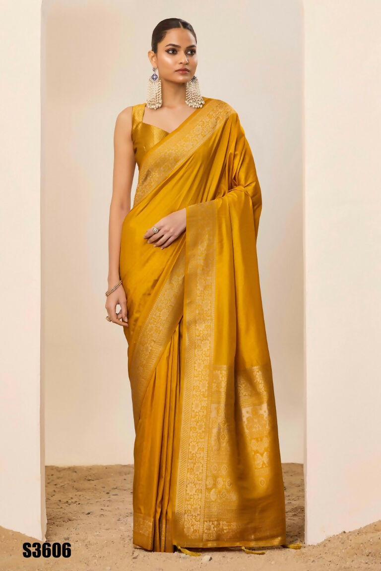 Yellow Dolla Silk Wevon Galla Designer Saree - Zeel