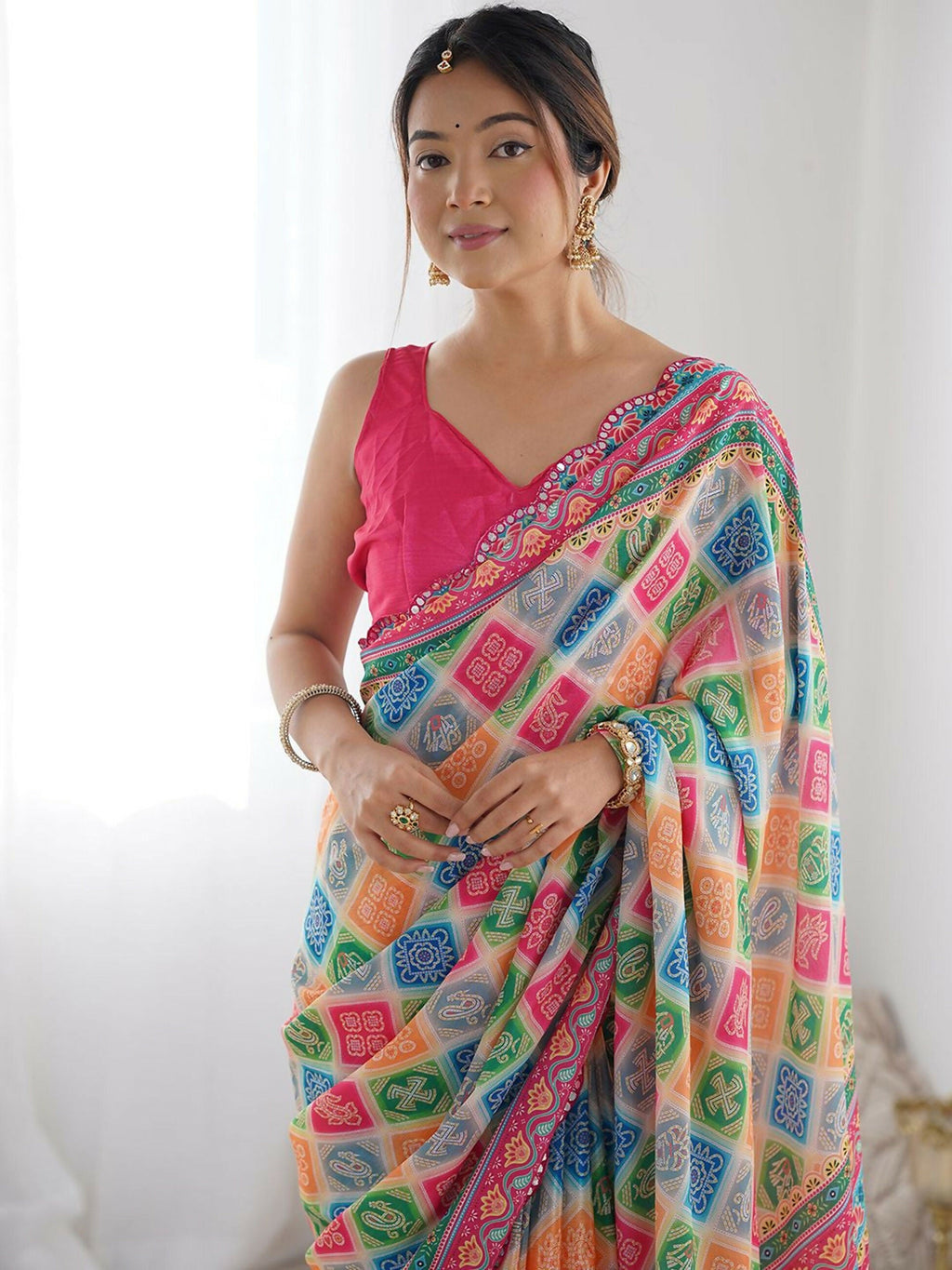 Designer Partywear Georgette Muiti Fancy Saree-Durga