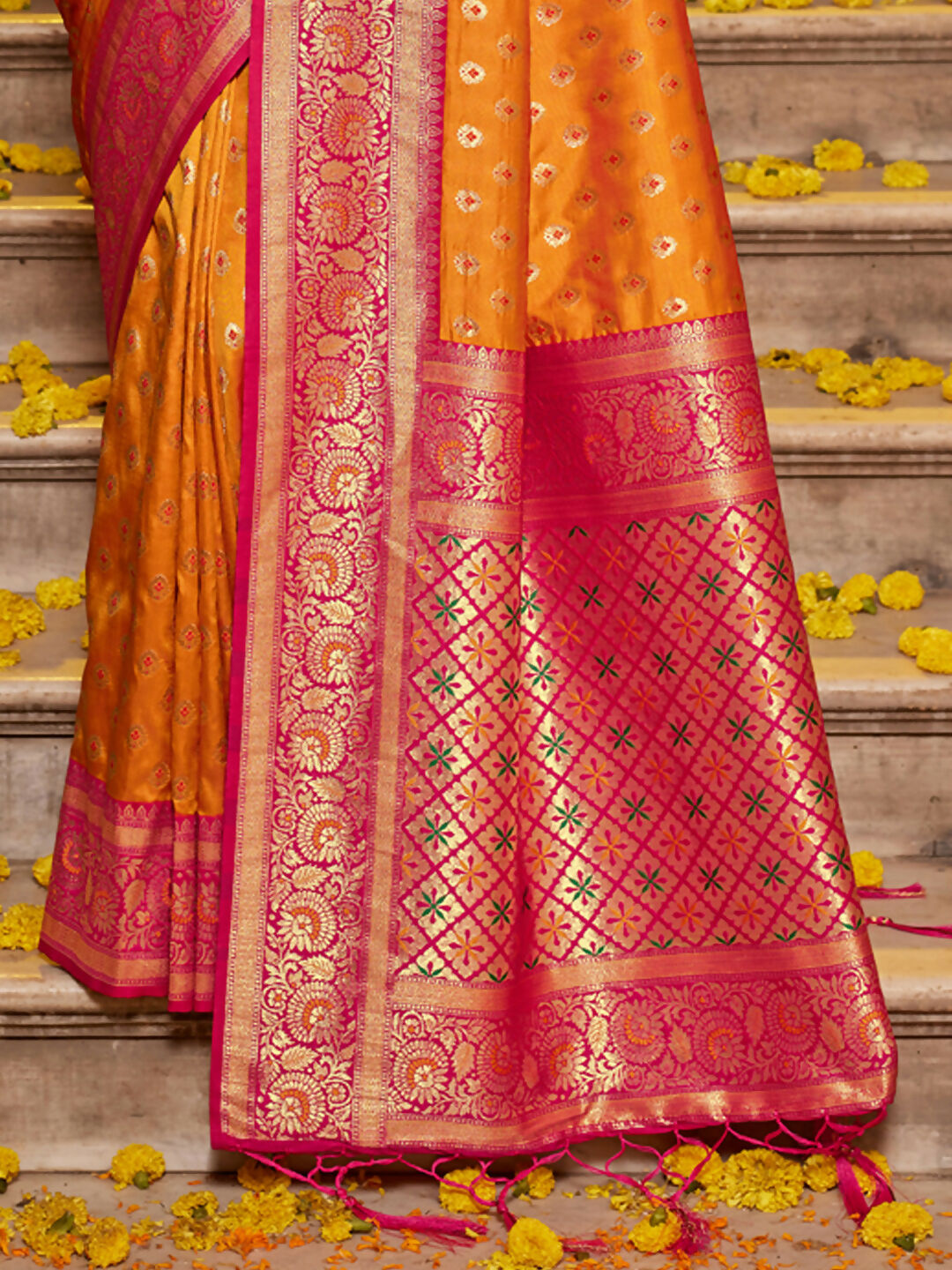 Shree Shyam Fashion Banarasi Silk Mustard Saree