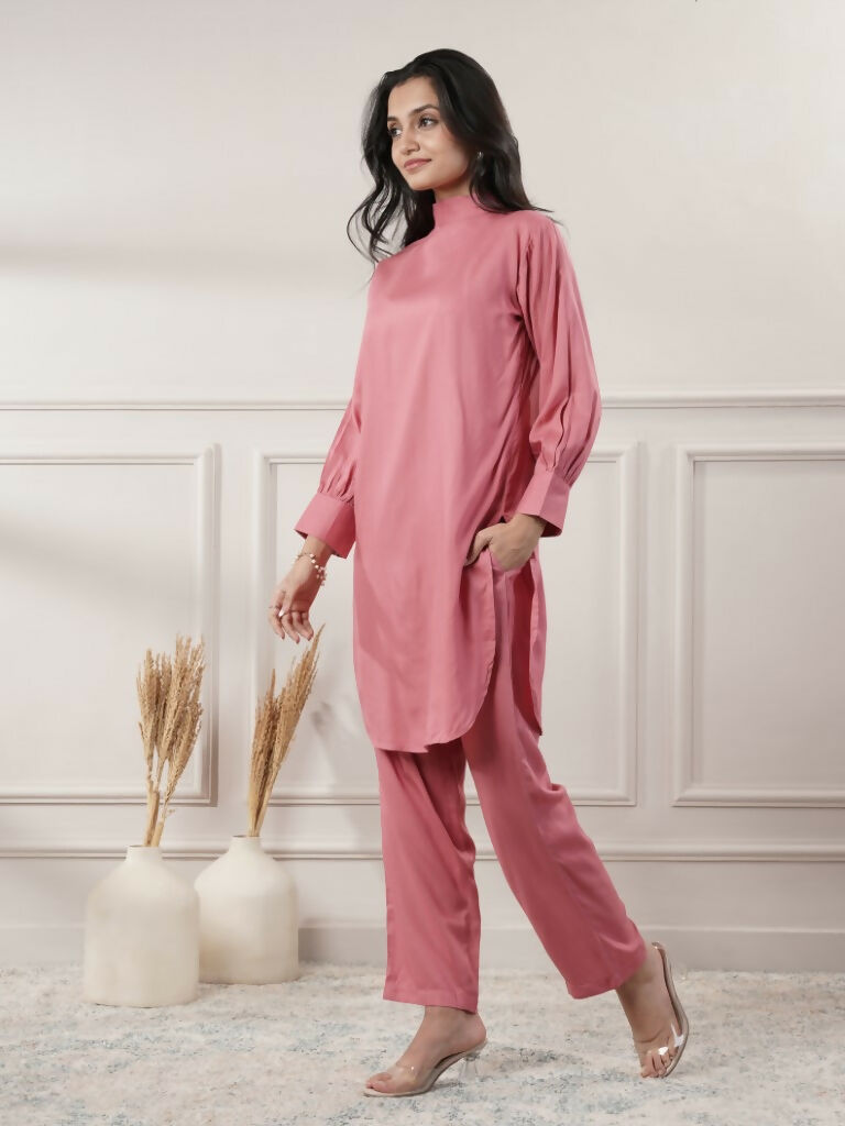Joban Fashion Women's Rayon Peach Co-Ord Set