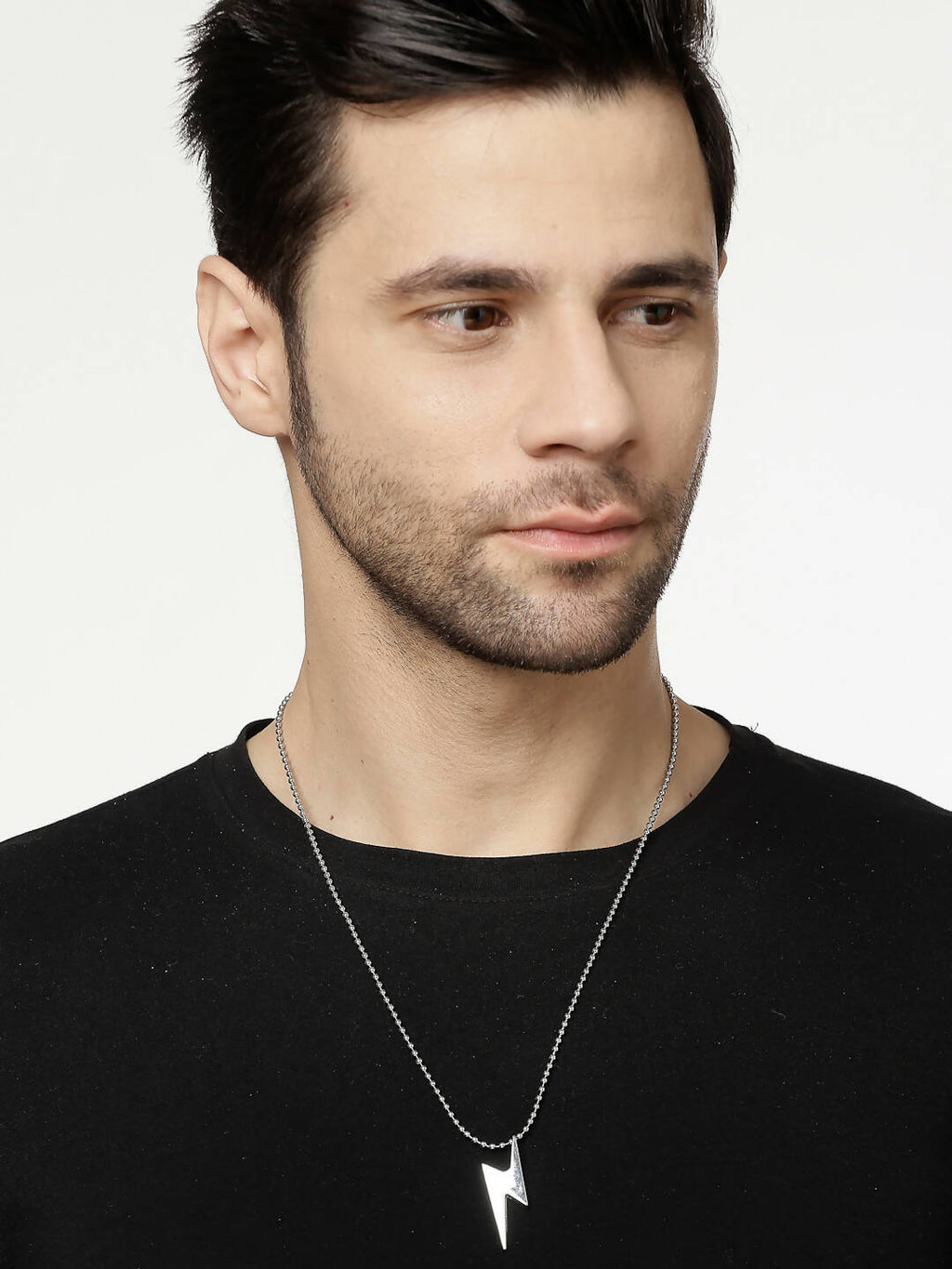 NVR Men Silver Plated Flash Pendent With Chain