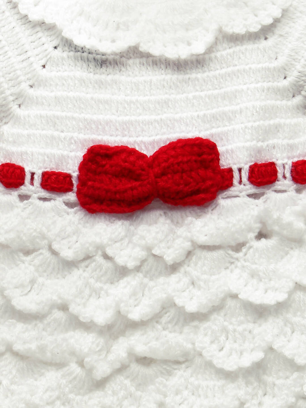 ChutPut Hand knitted Cinderella Wool Dress with Head band For Baby Girls  - White