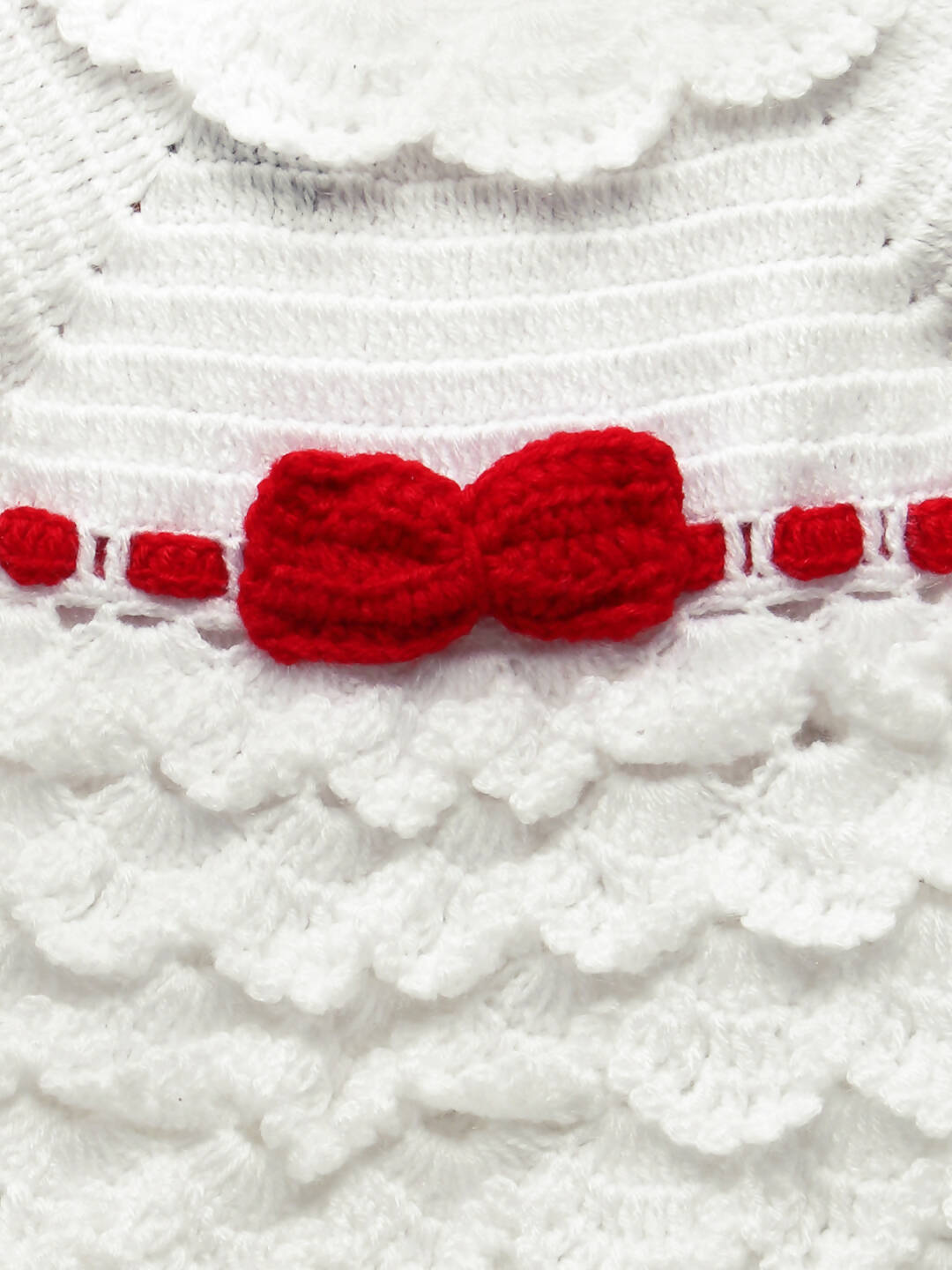 ChutPut Hand knitted Cinderella Wool Dress with Head band For Baby Girls  - White