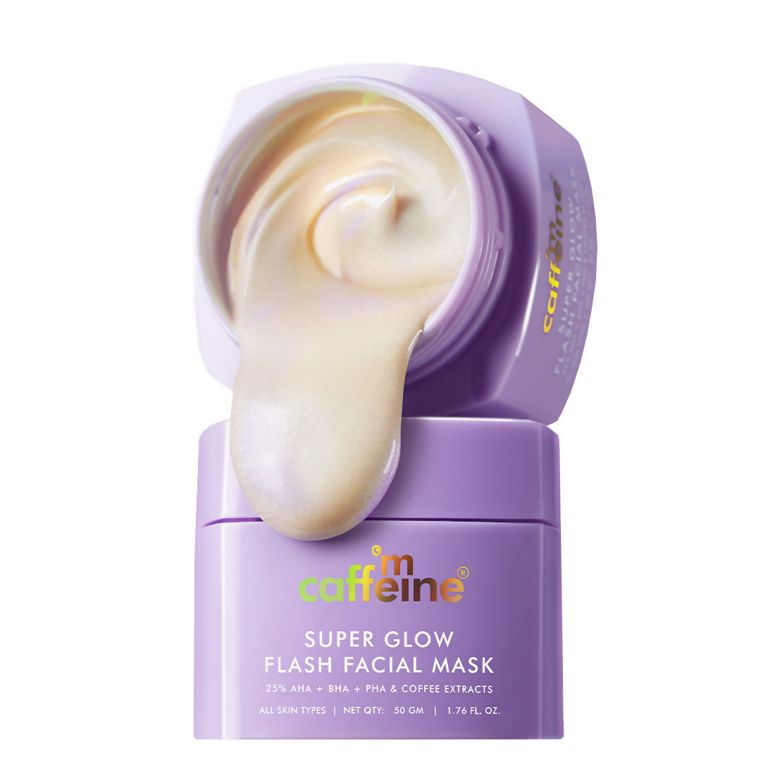 mCaffeine Super Glow Flash Facial 25% AHA+BHA+PHA Face Mask