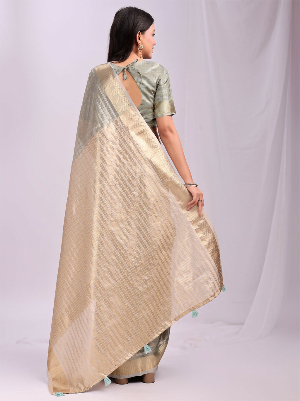 Shree Shyam Fashion Organza Grey Saree
