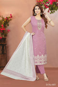 Joban Fashion Women Chanderi Silk Pink Round Neck Emroidery Kurta Set