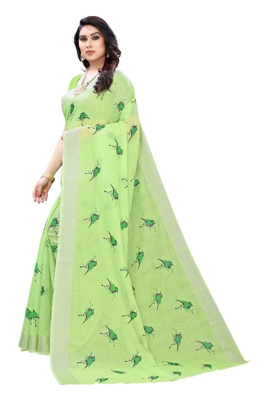 Vamika Parrot Green Chanderi Designer Saree (SERIN PARROT GREEN)